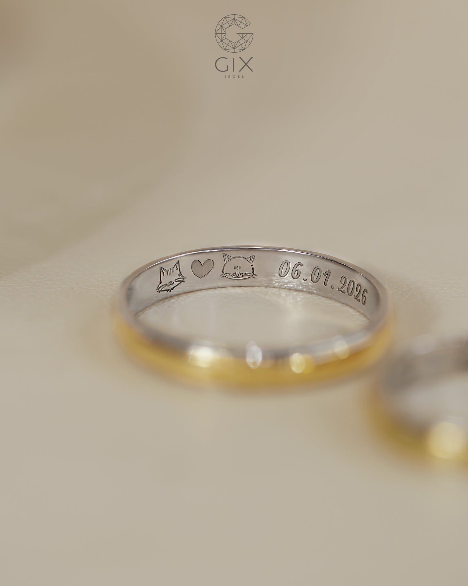  Nhẫn cưới vàng 18k thiết kế hai màu - GCR25050185 | Gix Jewel 