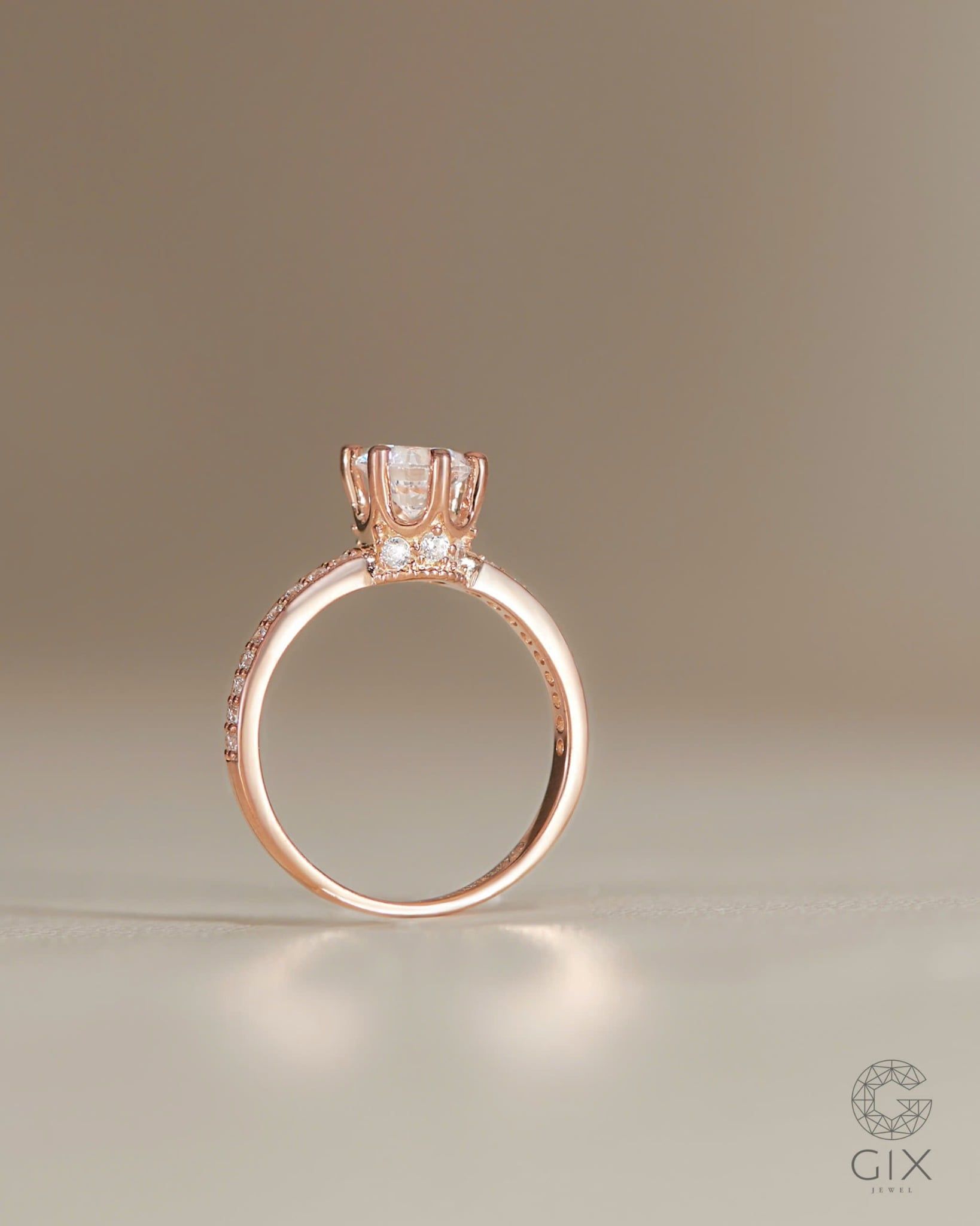  Nhẫn đính hôn bạc Modern Crown| Gix Jewel 