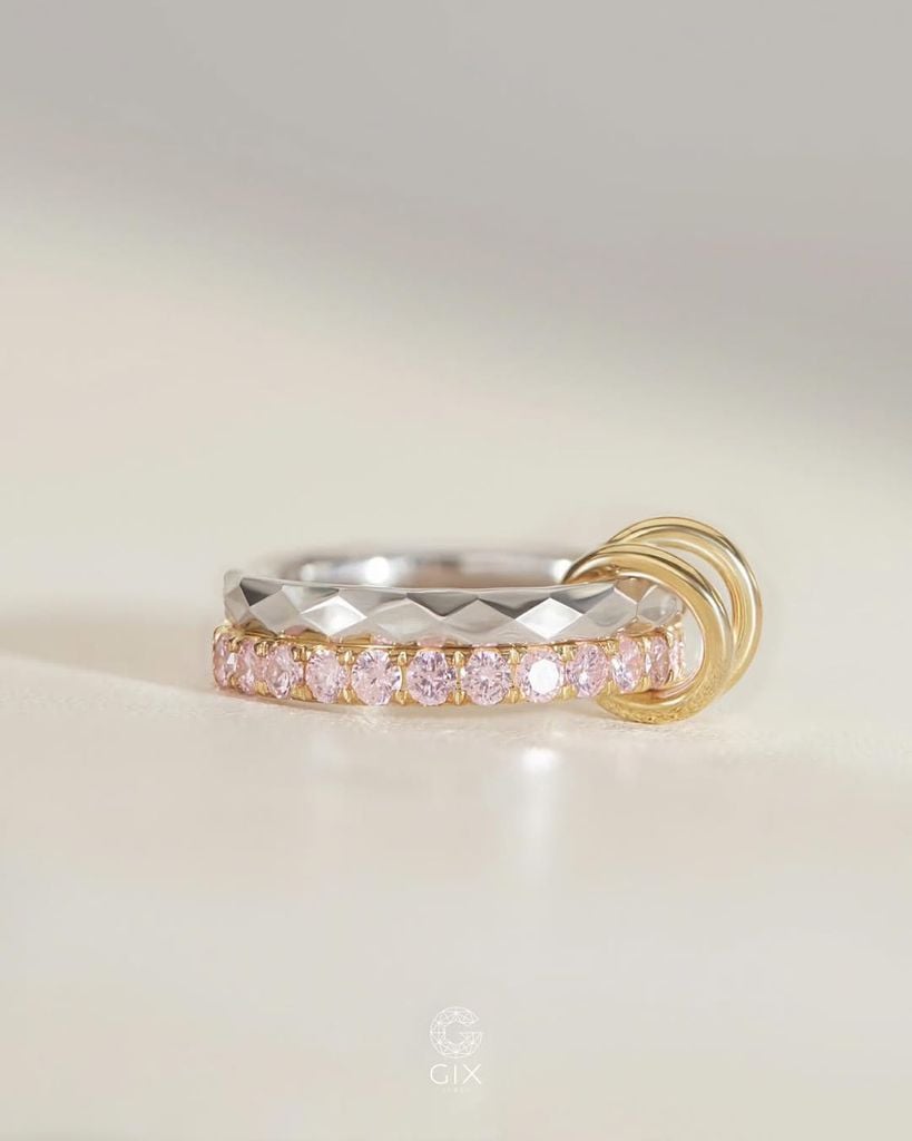  Nhẫn nữ vàng tây 18k & bạc đẹp xếp chồng nhiều lớp - Dual Essence | Gix Jewel 