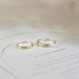  Nhẫn cưới hai màu đơn giản đẹp Platinum đính Moissanite khắc chữ Gix Jewel 