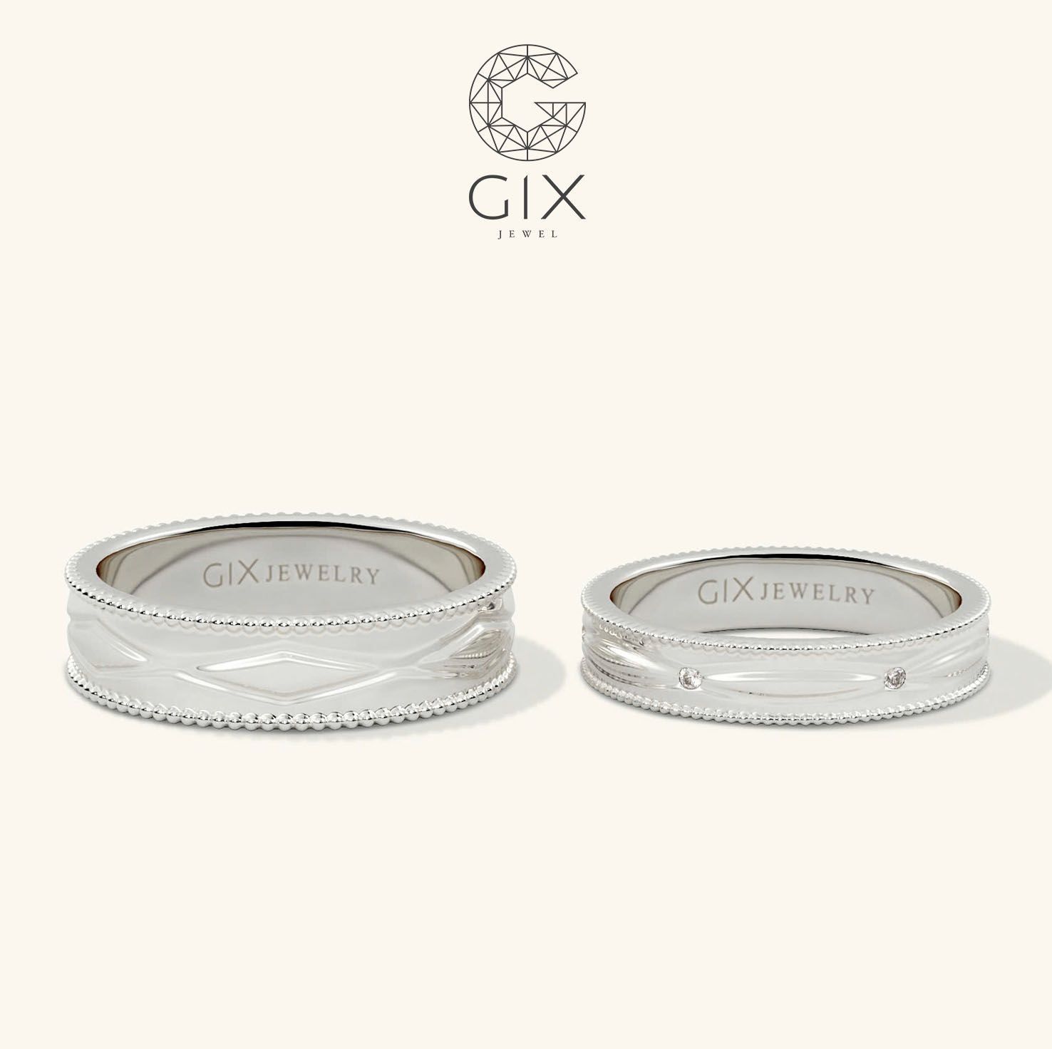  Nhẫn cưới vàng 14k đơn giản đẹp đính kim cương - GCR25050073 