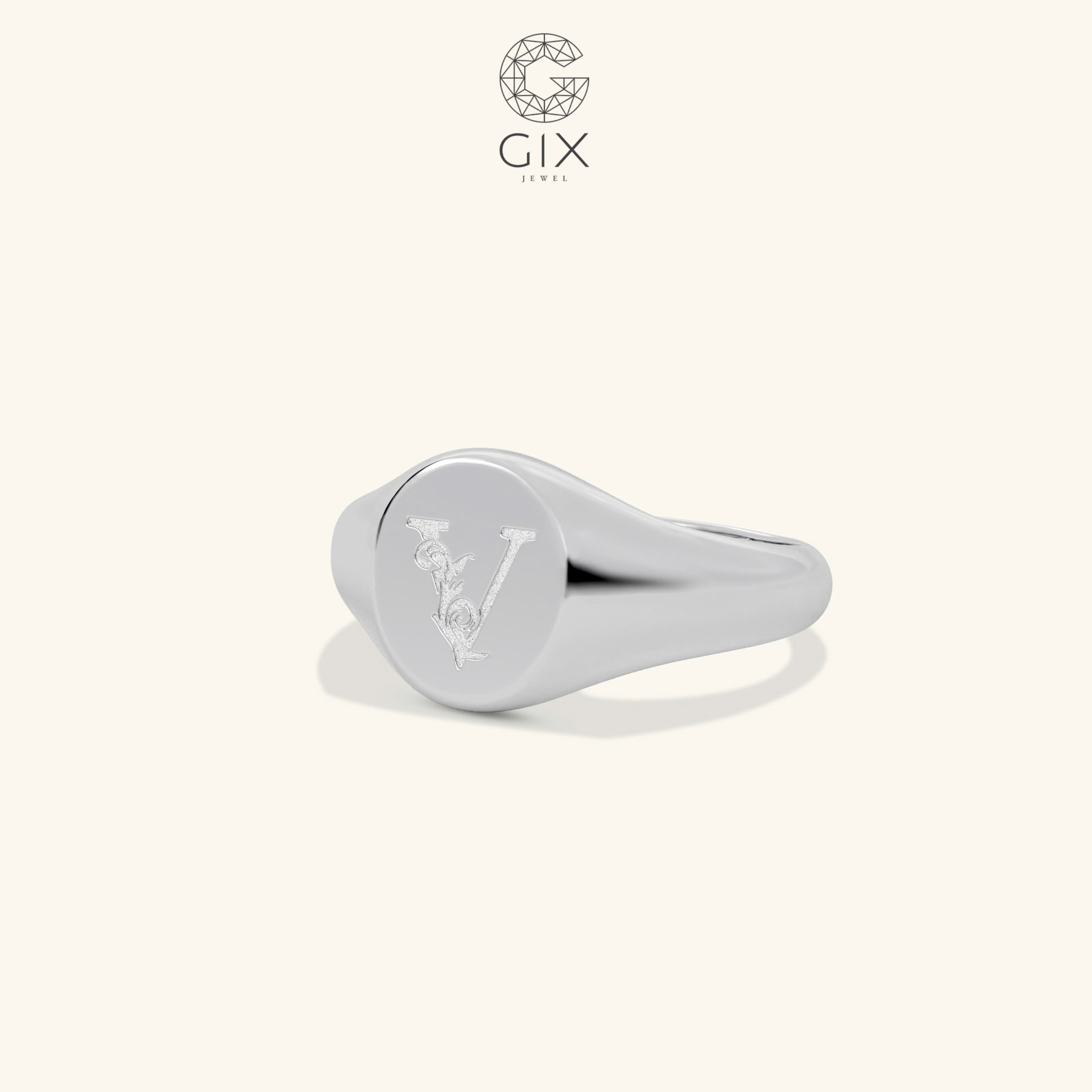 Nhẫn signet nam nữ khắc chữ theo yêu cầu - GNN25050167 | Gix Jewel 
