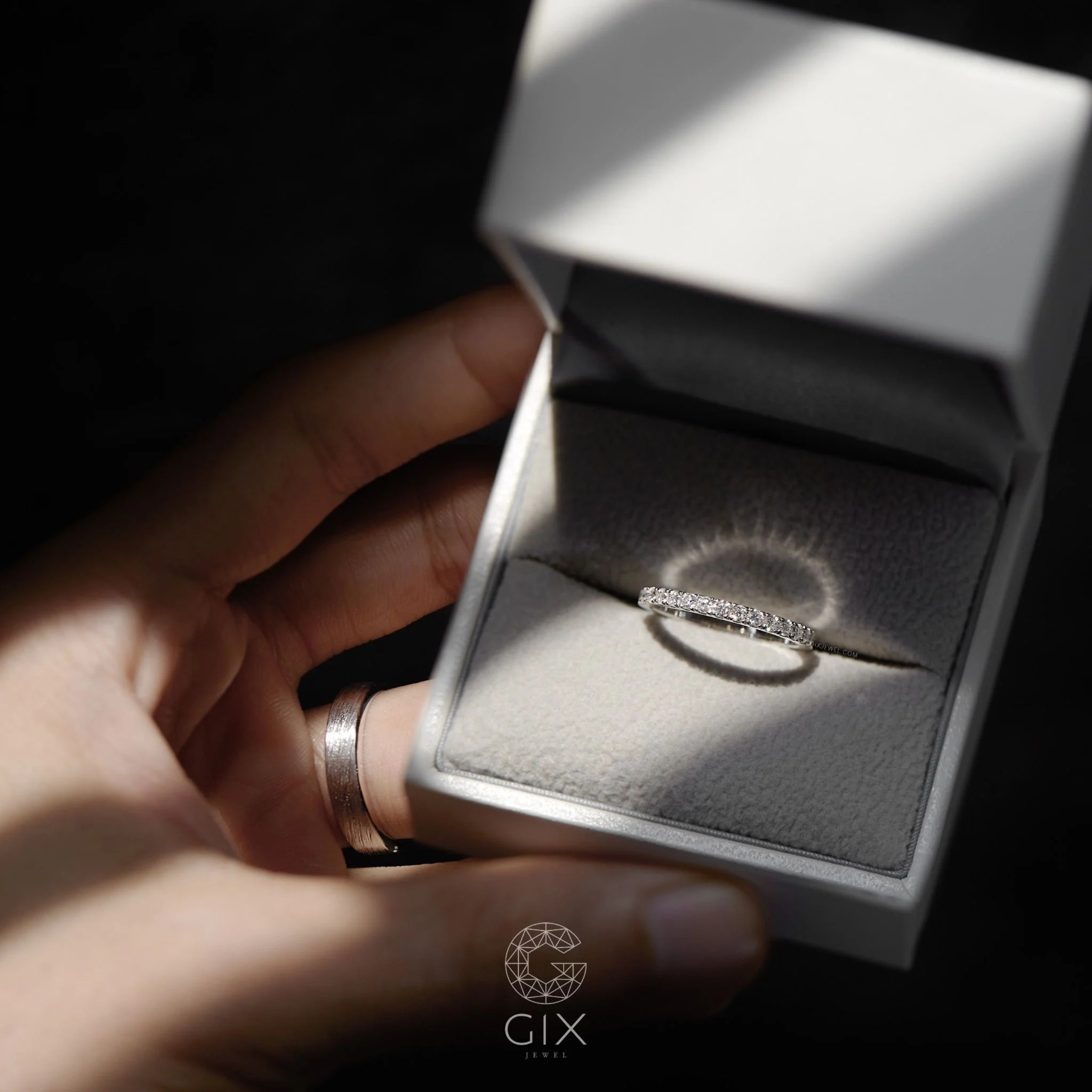  Nhẫn Cưới Kim Cương Vàng 10K Luxury Đính Full Hạt Gix Jewelry -GCR25050124 