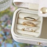  [CÓ SẴN] Nhẫn vàng 14k bản vuông line bi nửa hàng đá - ni 10 