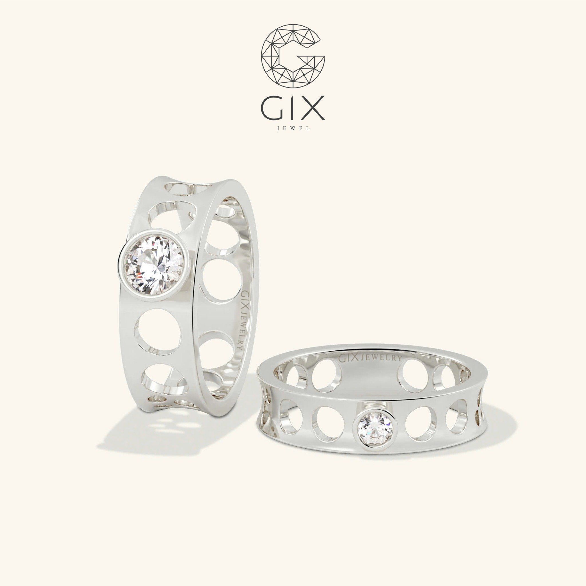  Nhẫn cặp đẹp thiết kế độc đáo đính đá lớn Gix - GCR25050028 