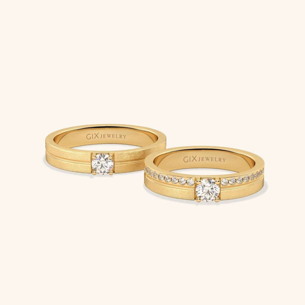 Nhẫn cưới cặp bạc thiết kế đính đá cao cấp - GCR25050252 | Gix Jewel