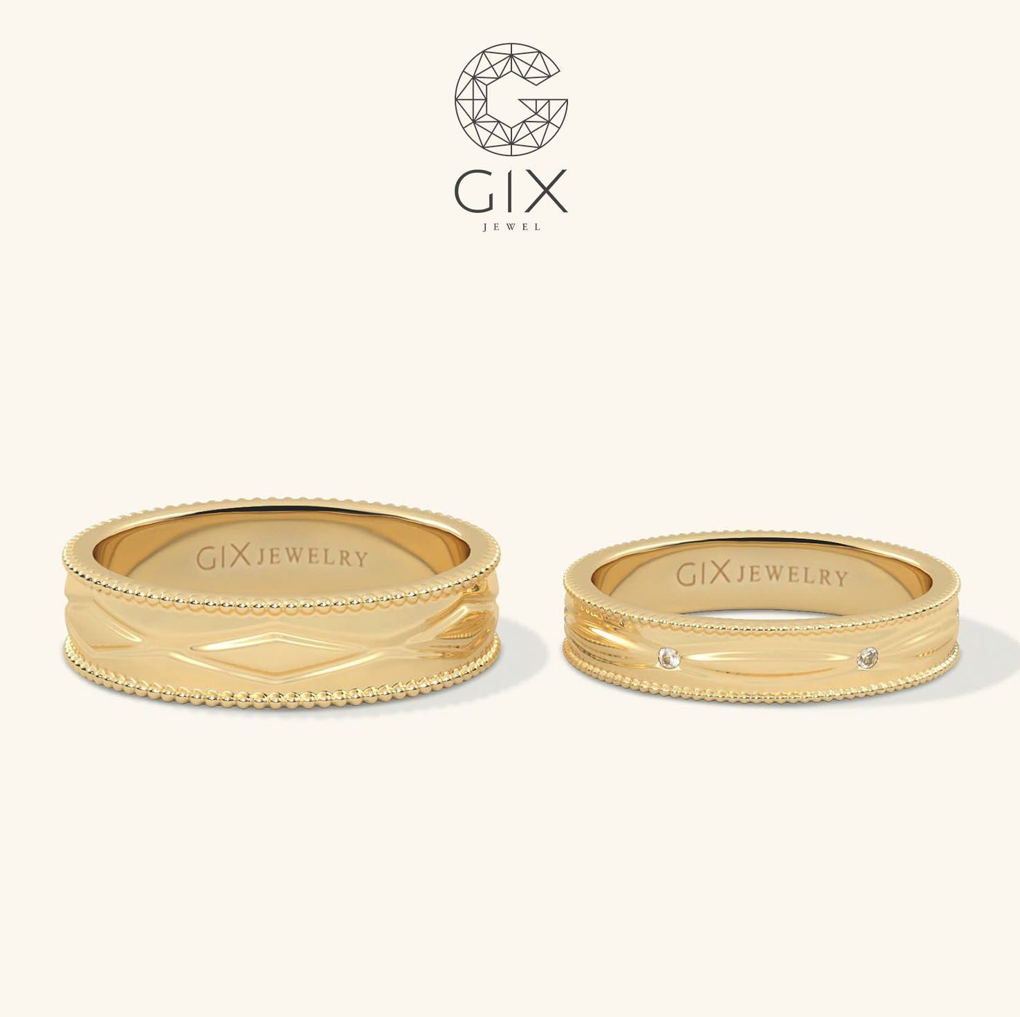  Nhẫn cưới vàng 10k đơn giản đẹp đính kim cương - GCR25050073 