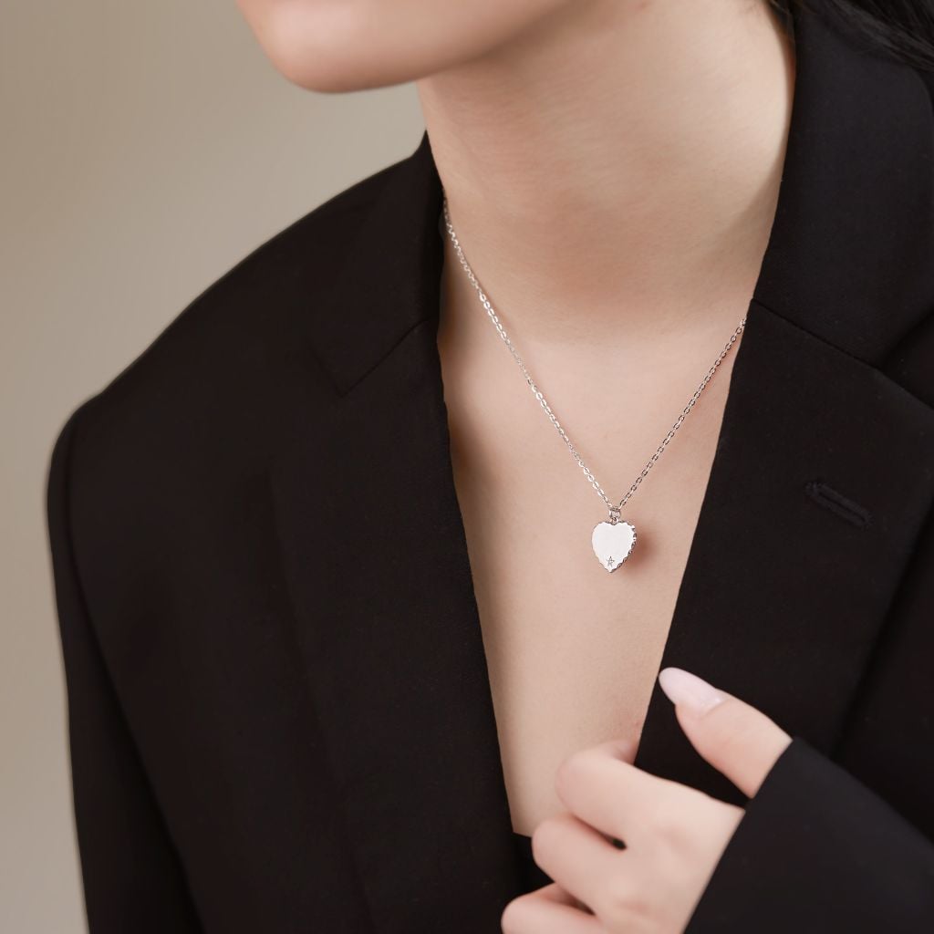  Dây chuyền trái tim vàng trắng sợi mảnh đẹp khắc tên | Gix Jewel 