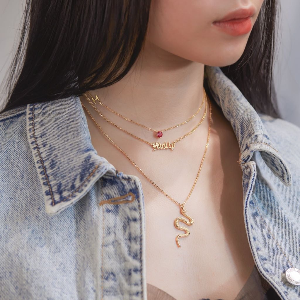  Vòng cổ con rắn vàng tây đẹp sợi mảnh cho nữ | Gix Jewel 