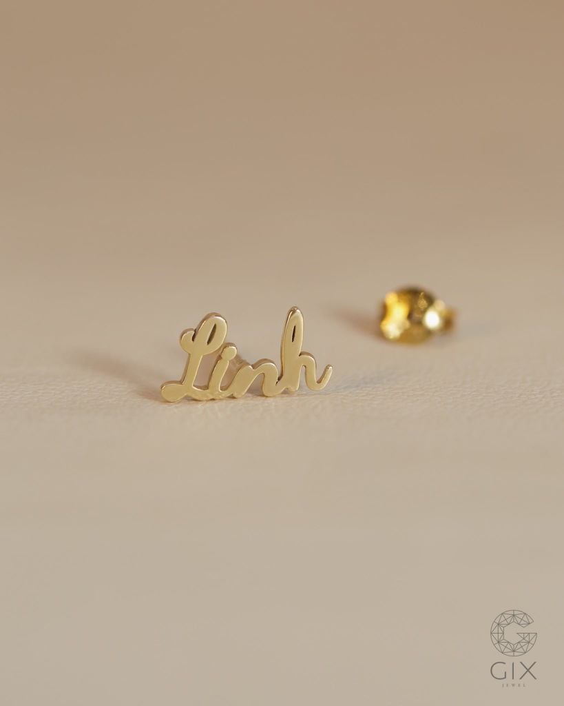  Bông tai chữ theo tên cho nam nữ bạc 925 & vàng 10k, 14k, 18k | Gix Jewel 