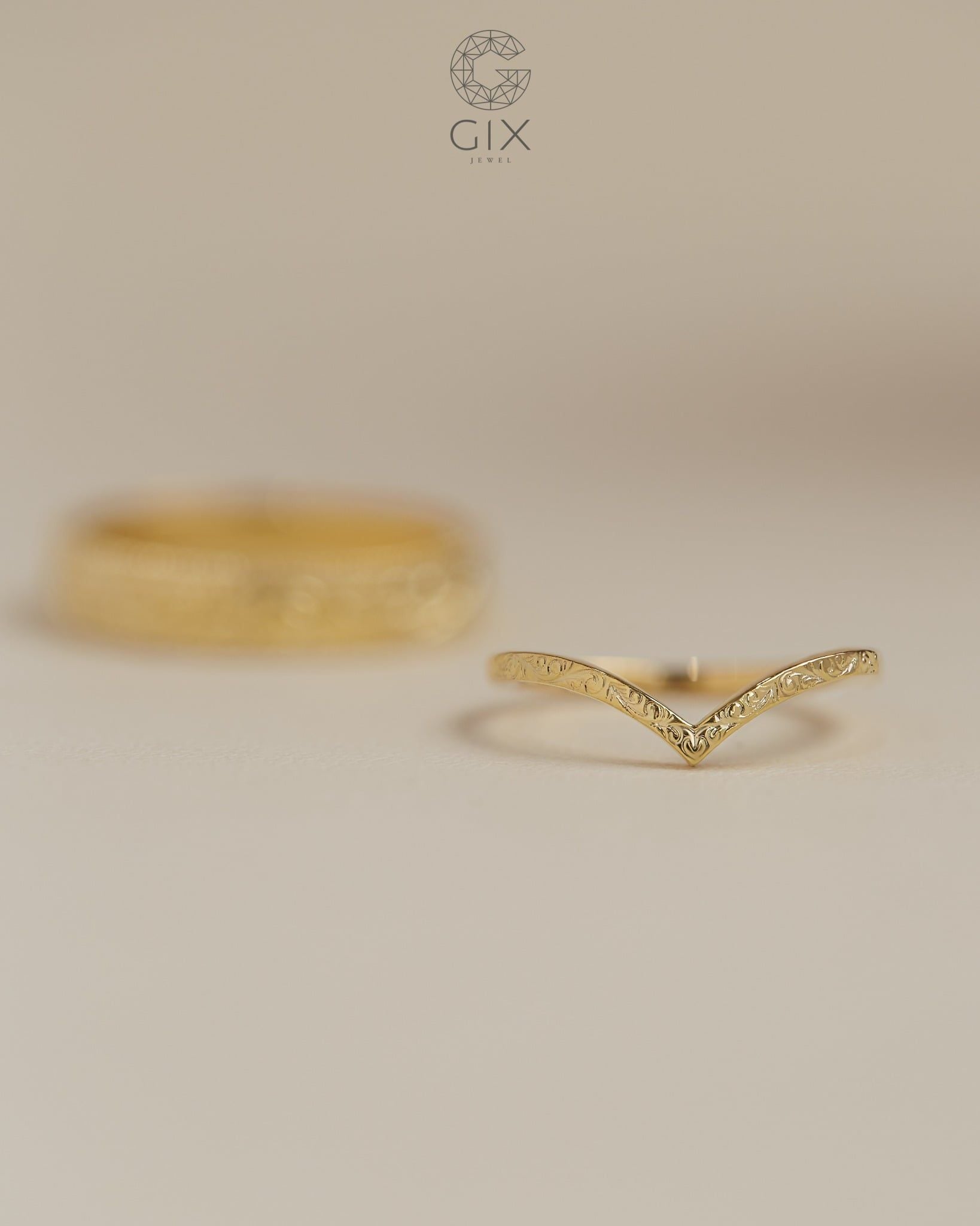  Nhẫn cưới vàng tây thiết kế họa tiết cổ điển - GCR25050324 | Gix Jewel 