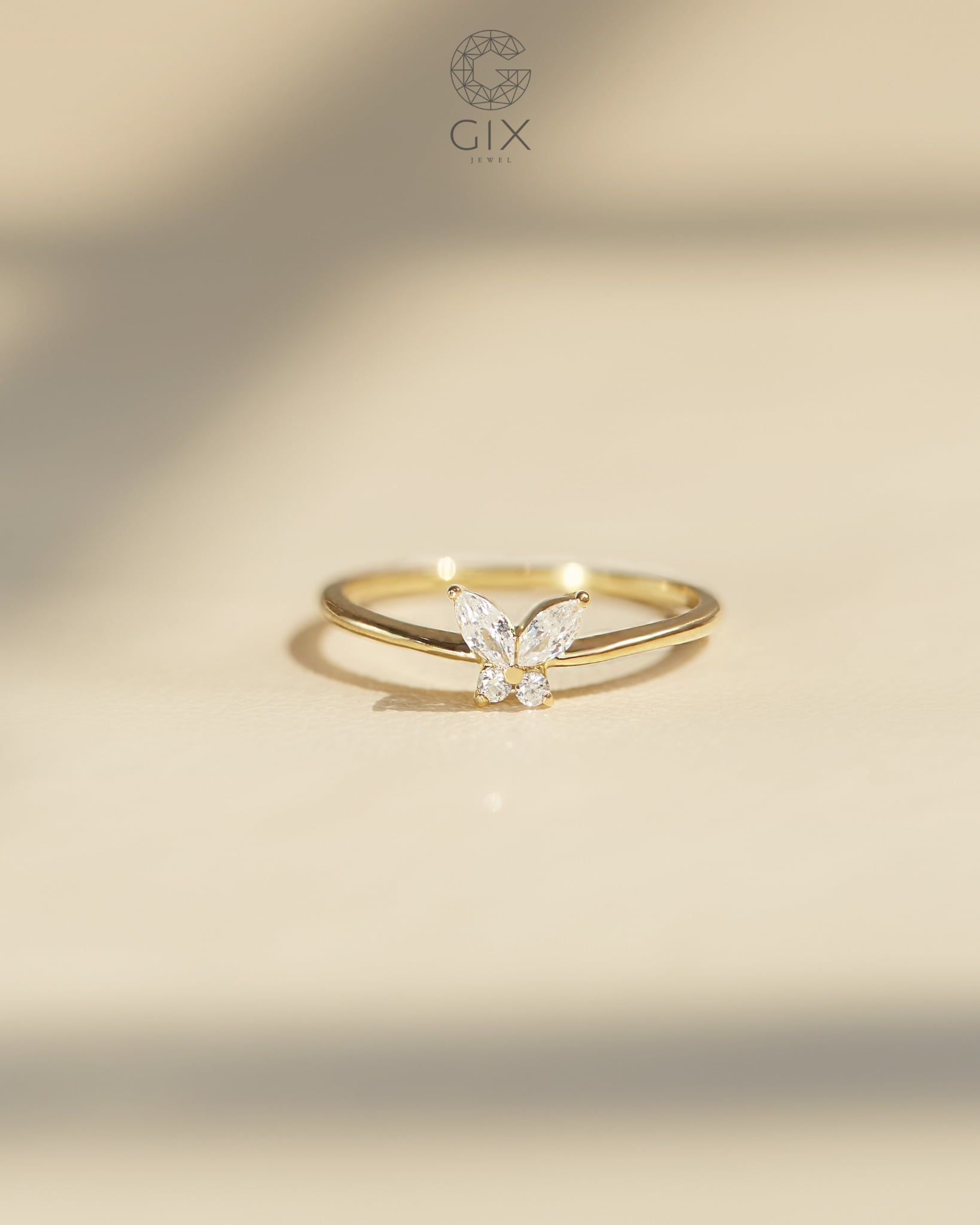  Nhẫn bạc nữ & vàng 18k hình bướm đính đá cao cấp | Gix Jewel 