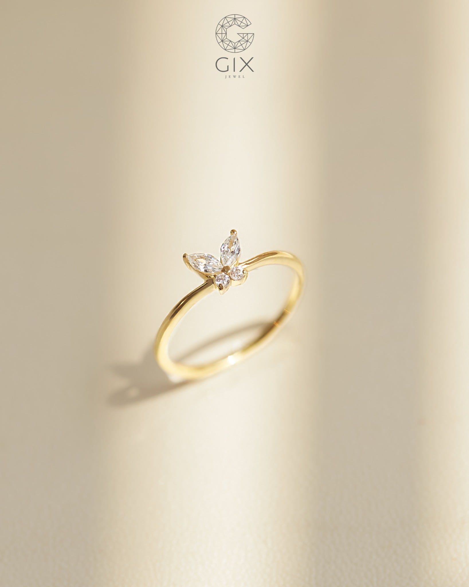  Nhẫn bạc nữ & vàng 18k hình bướm đính đá cao cấp | Gix Jewel 