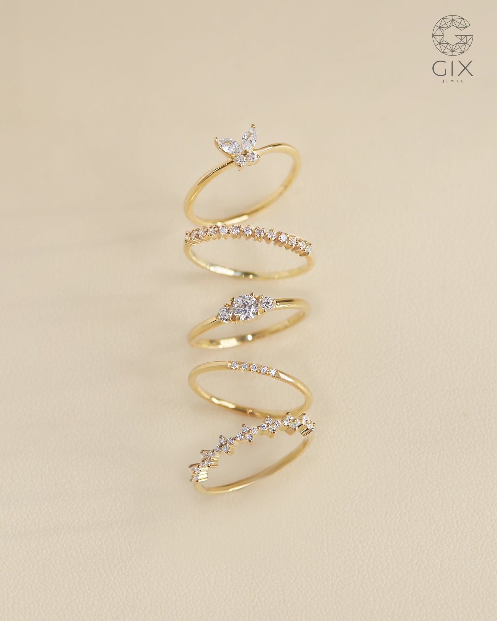  Nhẫn bạc nữ & vàng 18k hình bướm đính đá cao cấp | Gix Jewel 