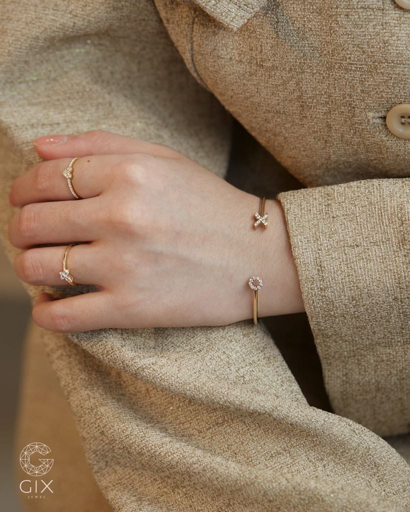 Vòng cuff nam nữ vàng tây & bạc 925 hai đầu chữ cái | Gix Jewel 