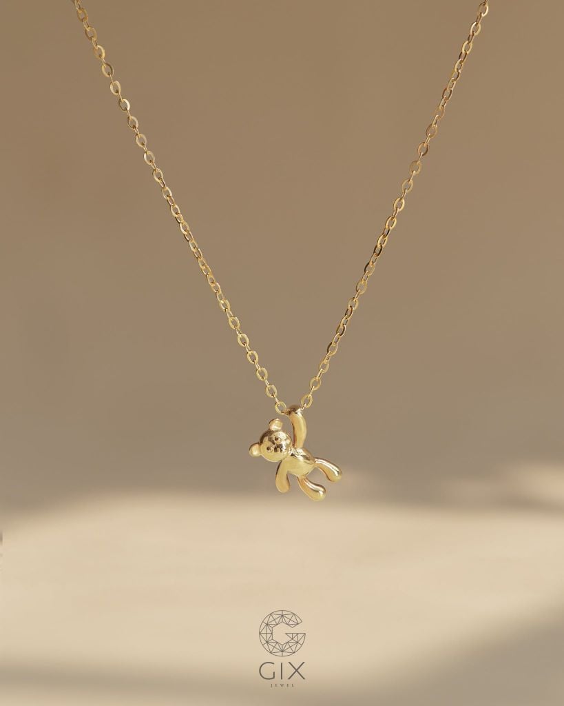  Dây chuyền vàng tây sợi mảnh mặt gấu nguyên khối | Gix Jewel 