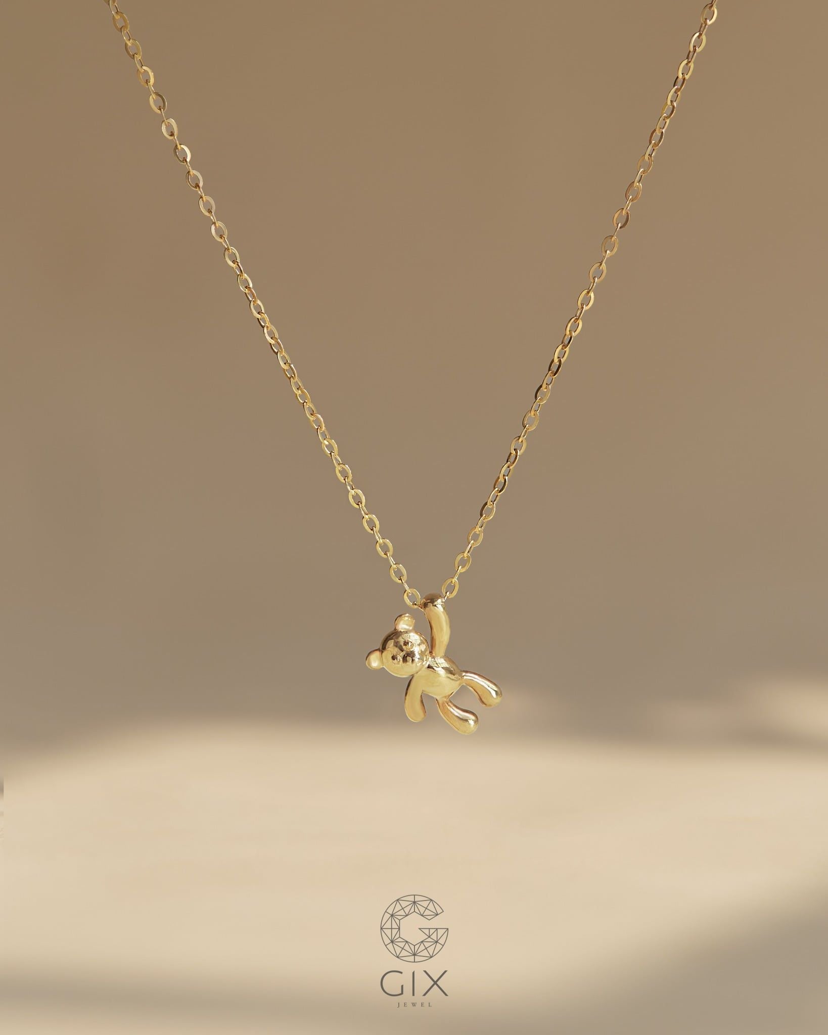  Dây chuyền vàng tây sợi mảnh mặt gấu nguyên khối | Gix Jewel 