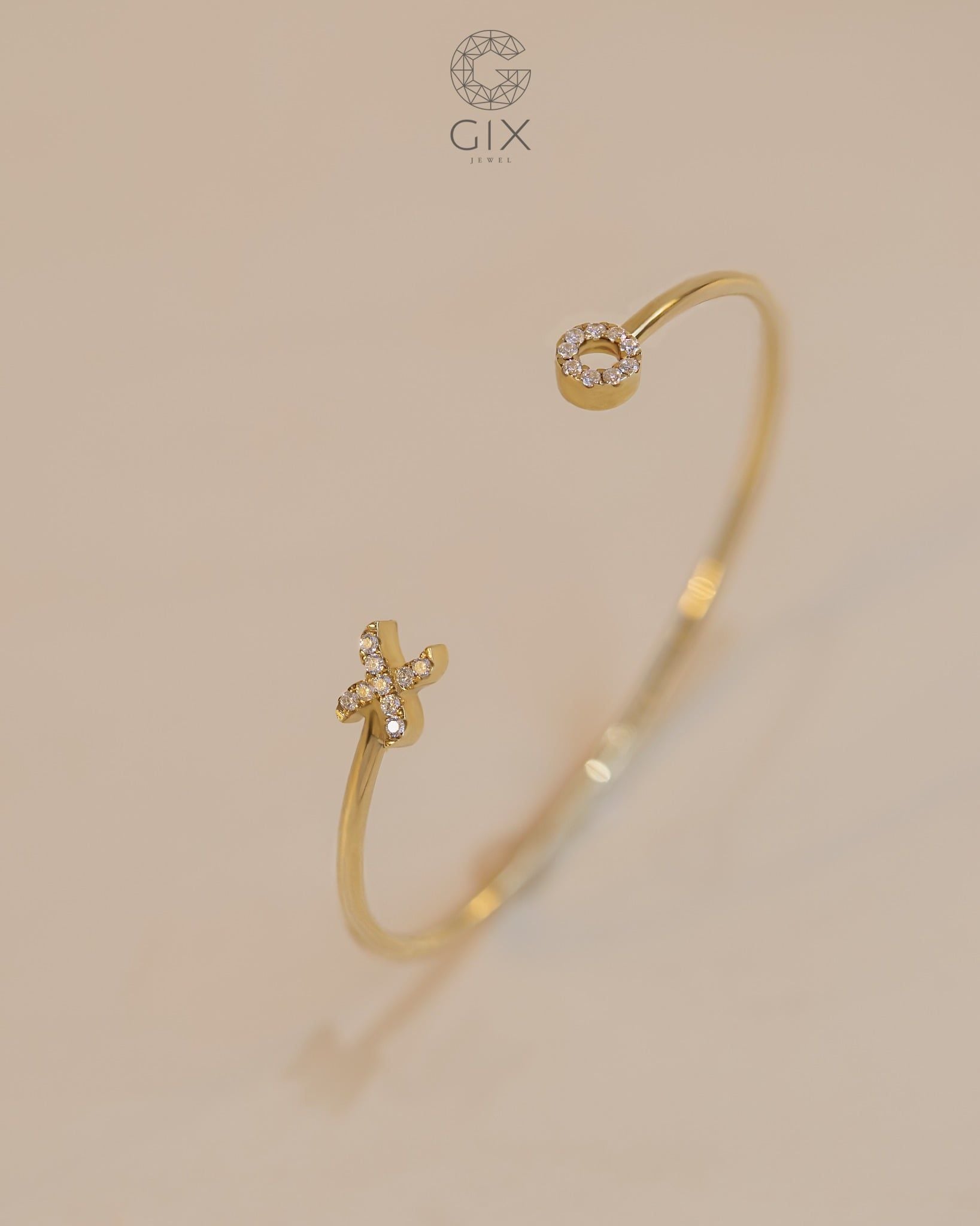  Vòng cuff nam nữ vàng tây & bạc 925 hai đầu chữ cái | Gix Jewel 