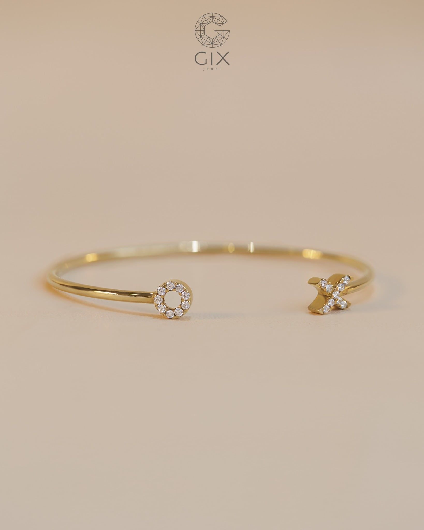  Vòng cuff nam nữ vàng tây & bạc 925 hai đầu chữ cái | Gix Jewel 