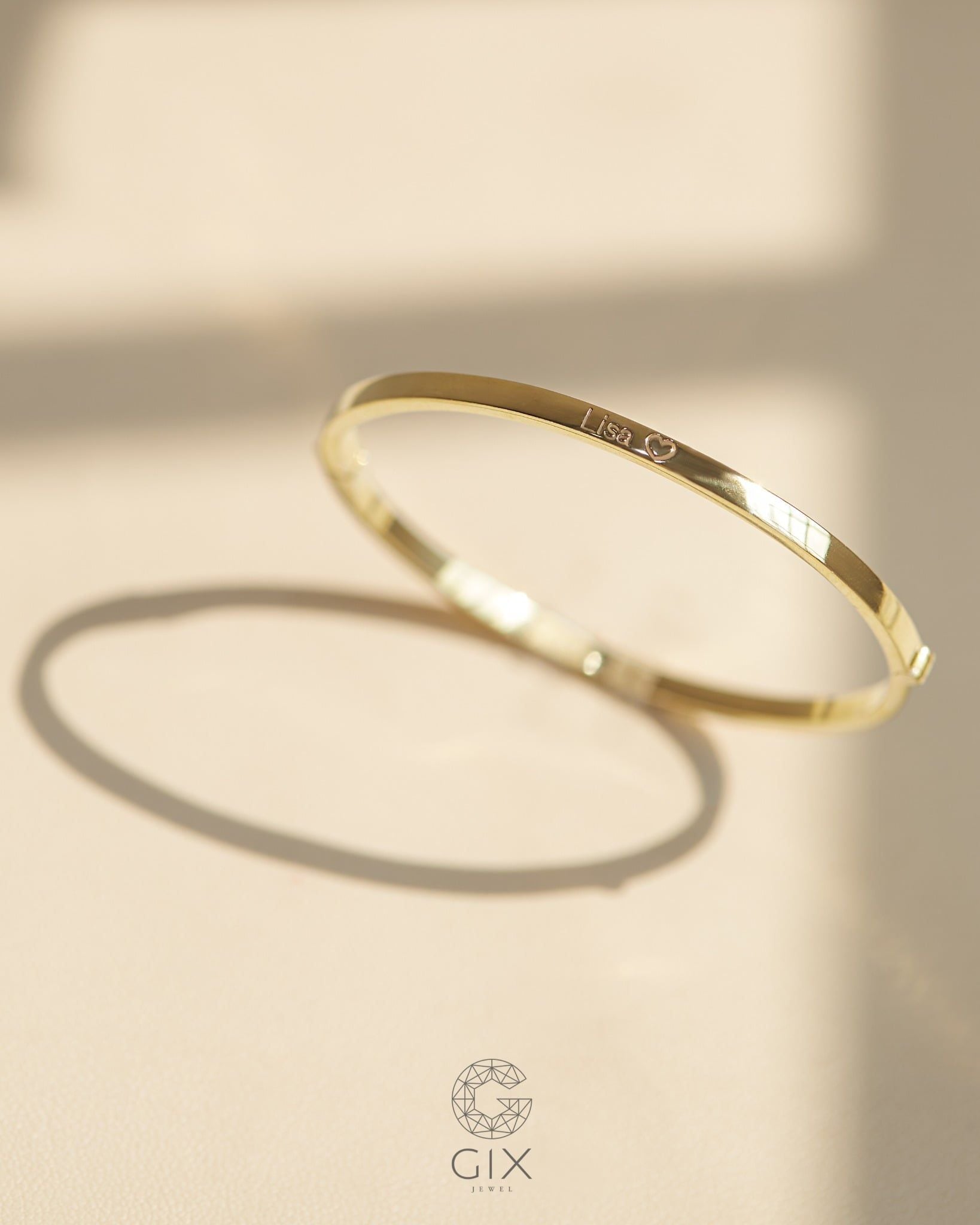  Vòng tay kiềng trơn nguyên khối vàng tây & bạc 925 khắc tên theo yêu cầu | Gix Jewel 