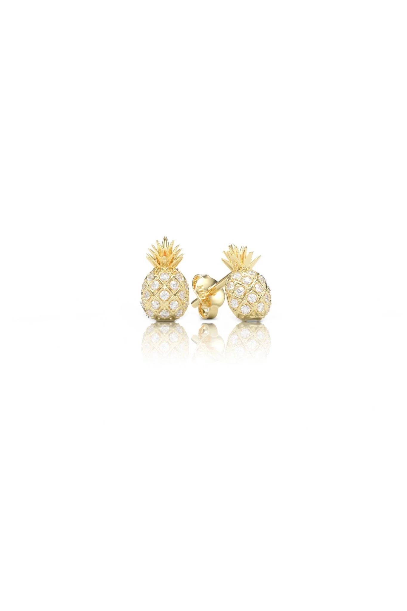  [CÓ SẴN] Bông tai quả dứa vàng vàng 14k Moissanite - GBT25050048 
