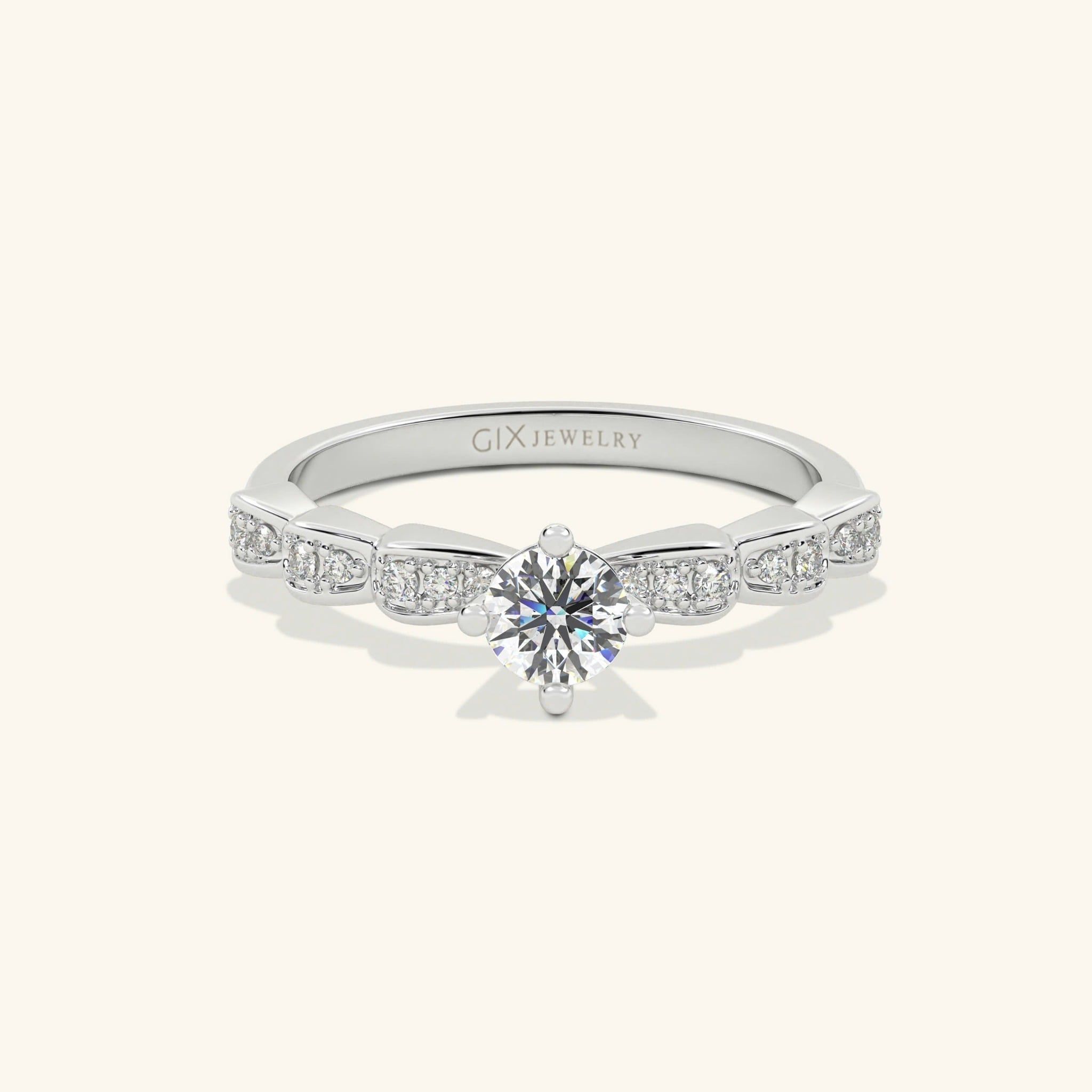  Nhẫn đính hôn bạc Camellia Kiss | Gix Jewelry 