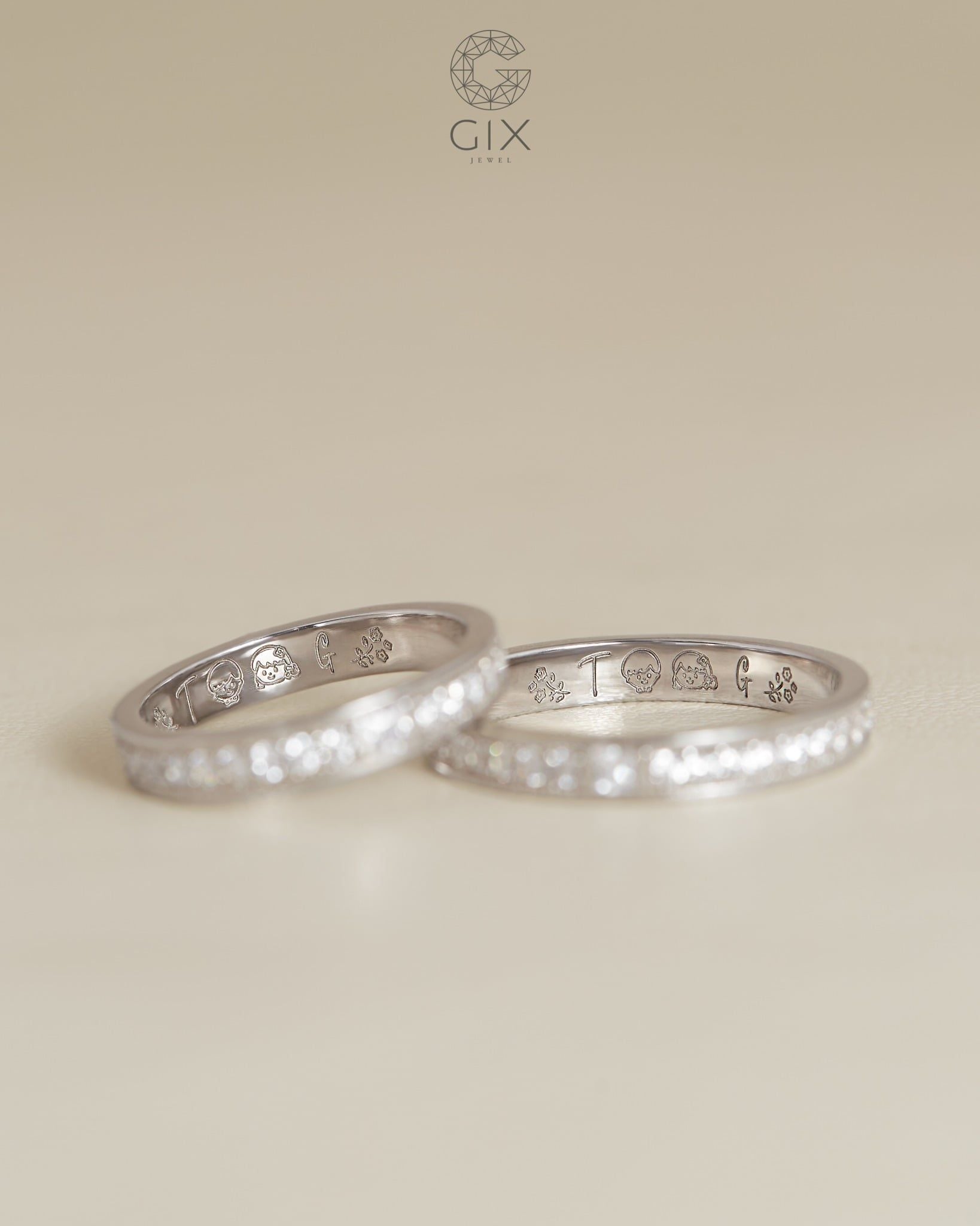  Nhẫn cưới vàng thiết kế đính tấm full vòng - GCR25050206 | Gix Jewel 