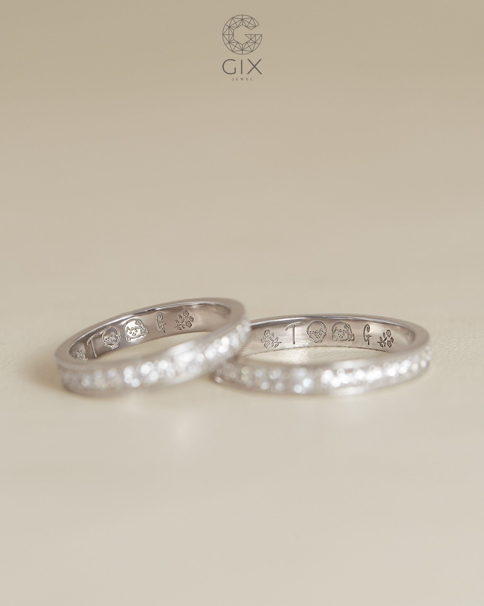  Nhẫn cưới vàng 14k thiết kế đính tấm full vòng - GCR25050206 | Gix Jewel 