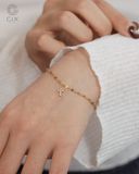 [CÓ SẴN] Lắc tay vàng 14k mặt thánh giá đính moissanite - 16cm 