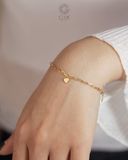  [CÓ SẴN] Lắc tay vàng 14k mắc xích ký tự v - trái tim - t 16cm 