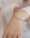  [CÓ SẴN] Lắc tay vàng 14k mắc xích ký tự v - trái tim - t 16cm 