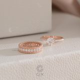  [CÓ SẴN] Nhẫn 2 viền bi đính đá vàng hồng 14k 