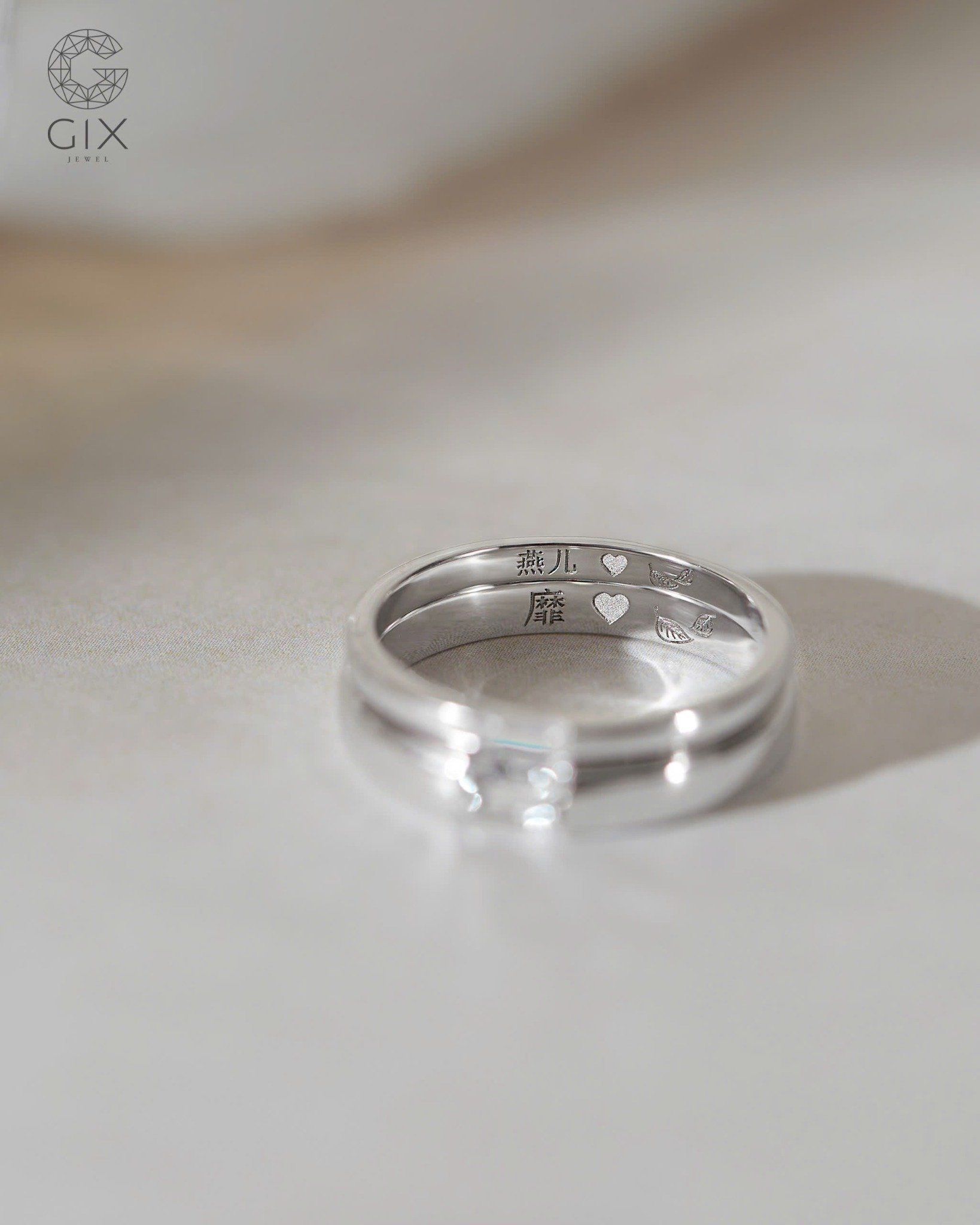  Nhẫn cưới vàng 14k đơn giản đẹp đính kim cương nhân tạo - GCR25050032 