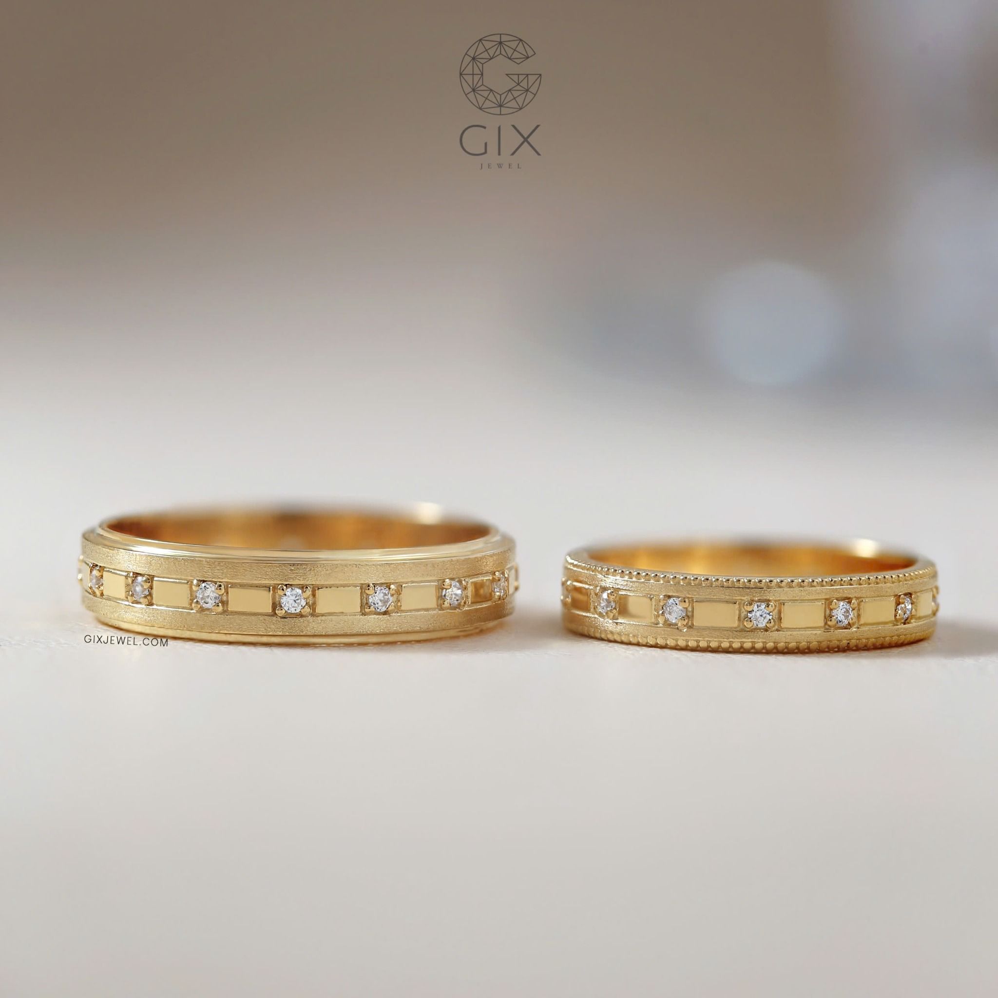  Nhẫn cặp thời trang đính đá tấm full vòng Gix - GCR25050065 