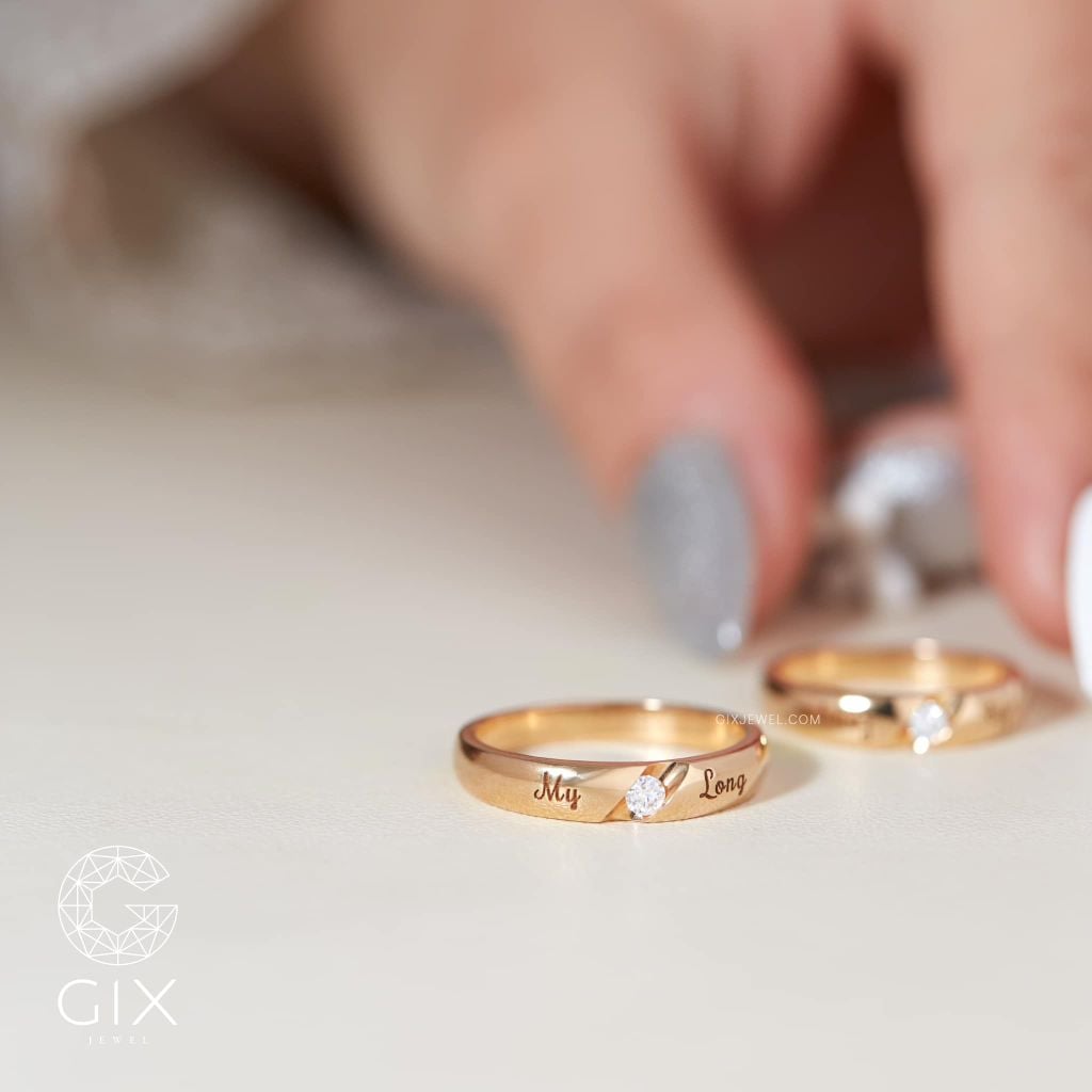 Nhẫn cưới đẹp vàng 10k đính kim cương Gixjewel - GCR25050052