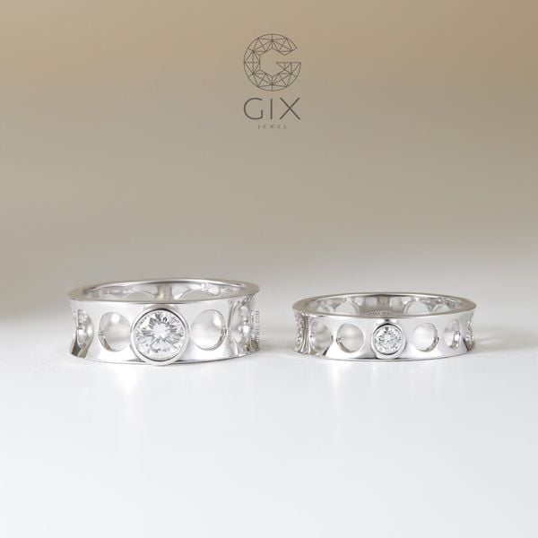  Nhẫn cưới thiết kế độc đáo vàng tây 18k đẹp rẻ nhất đính hột xoàn Gix Jewel 