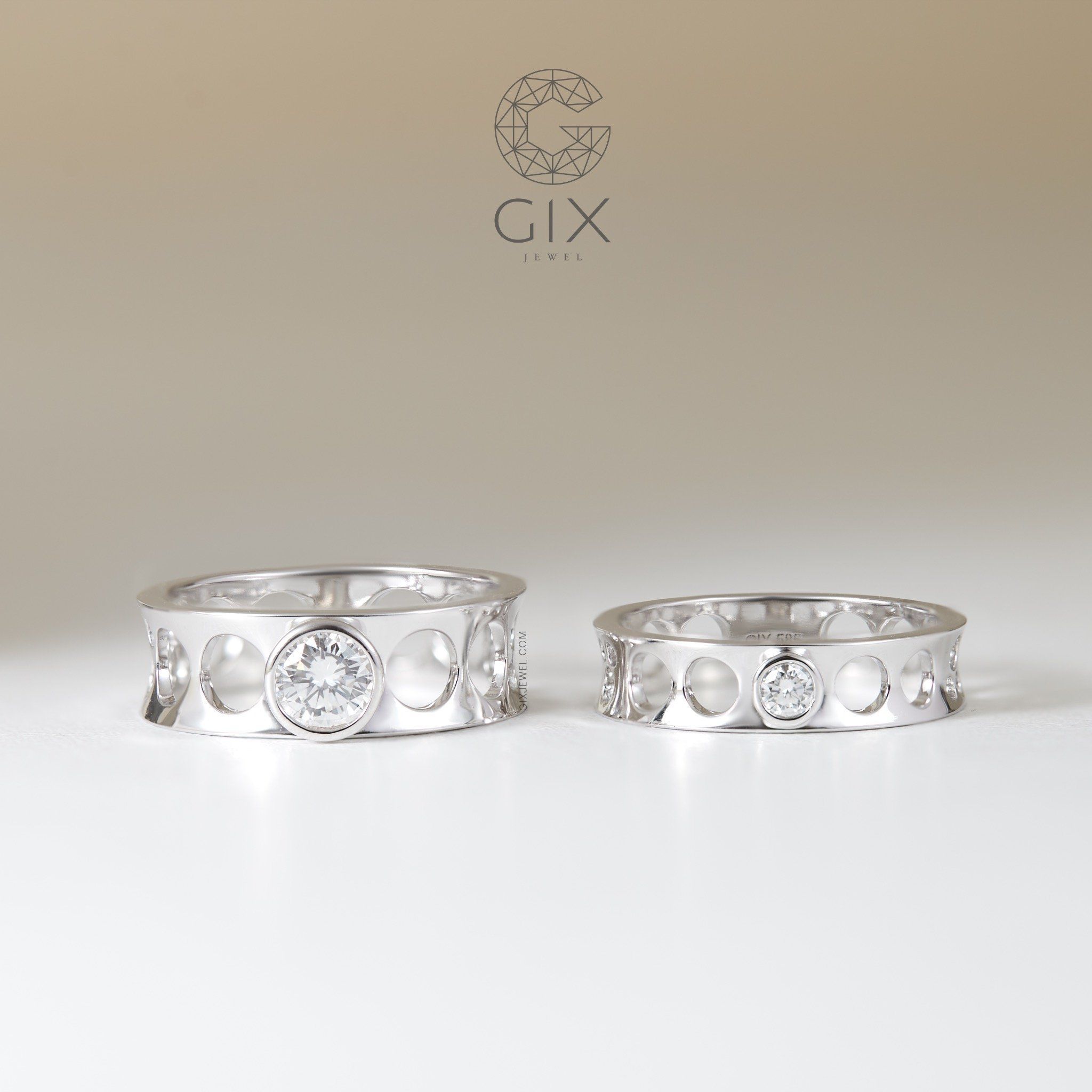  Nhẫn cưới thiết kế độc đáo vàng tây 18k đẹp rẻ nhất đính hột xoàn Gix Jewel 