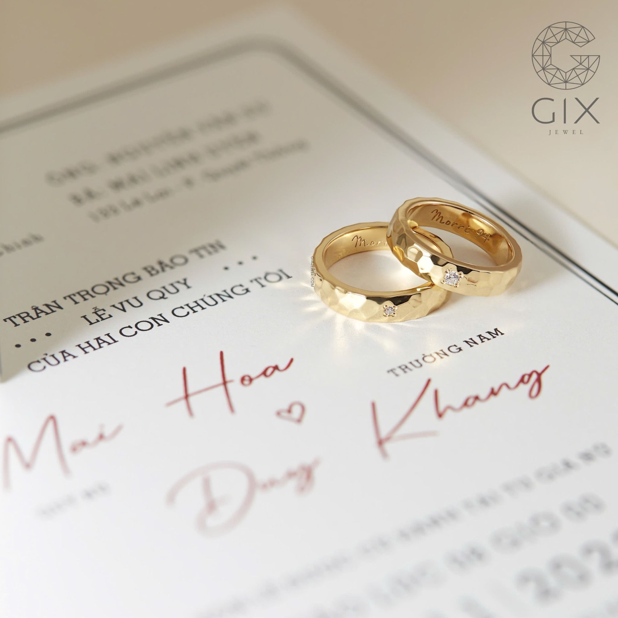  Nhẫn cặp bạc vát hammer cao cấp Gix - GCR25050137 