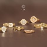  Nhẫn cưới thiết kế độc đáo signet ring vàng 18k khắc chữ đẹp Gix Jewel 