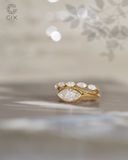  Bộ nhẫn nữ vàng đẹp đính Moissanite hạt dưa - Luna Marquise | Gix Jewel 