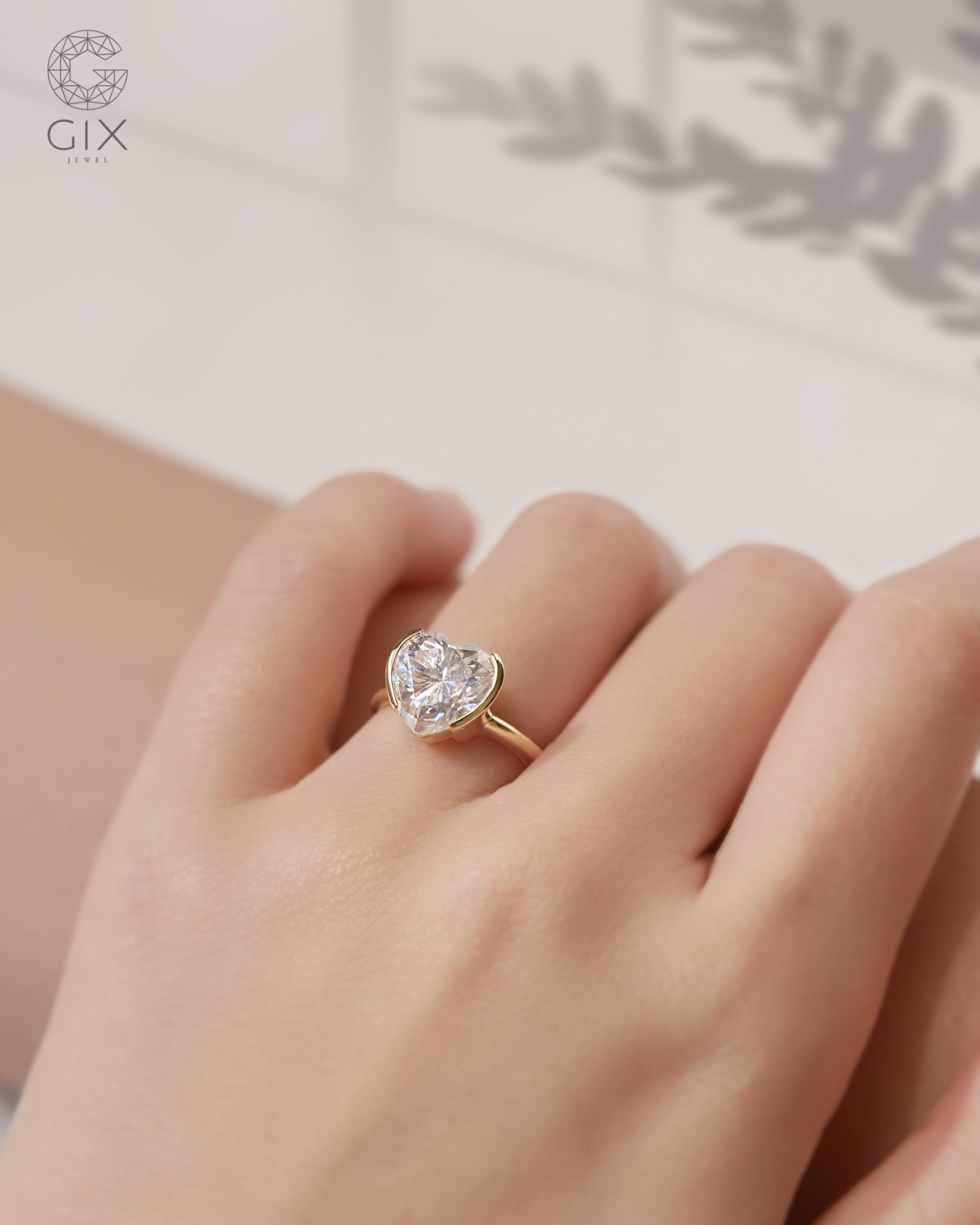  Nhẫn vàng nữ đẹp đá Moissanite trái tim - Big Heated | Gix Jewel 