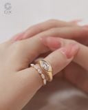  Bộ nhẫn nữ vàng đẹp đính Moissanite hạt dưa - Luna Marquise | Gix Jewel 