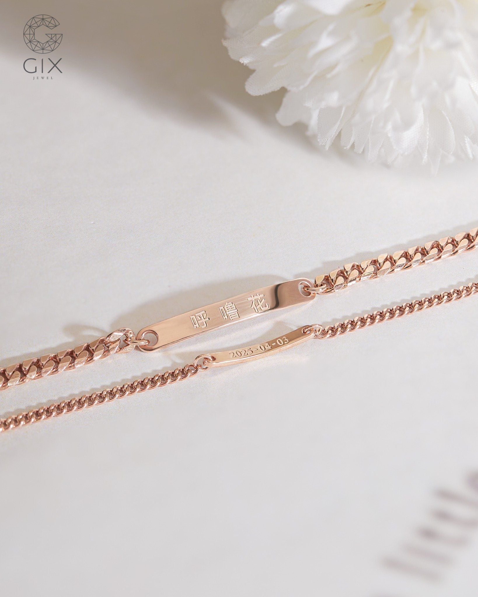  Lắc tay đôi nam nữ vàng & bạc đẹp khoen lật unisex bản lớn khắc tên Gix Jewel 