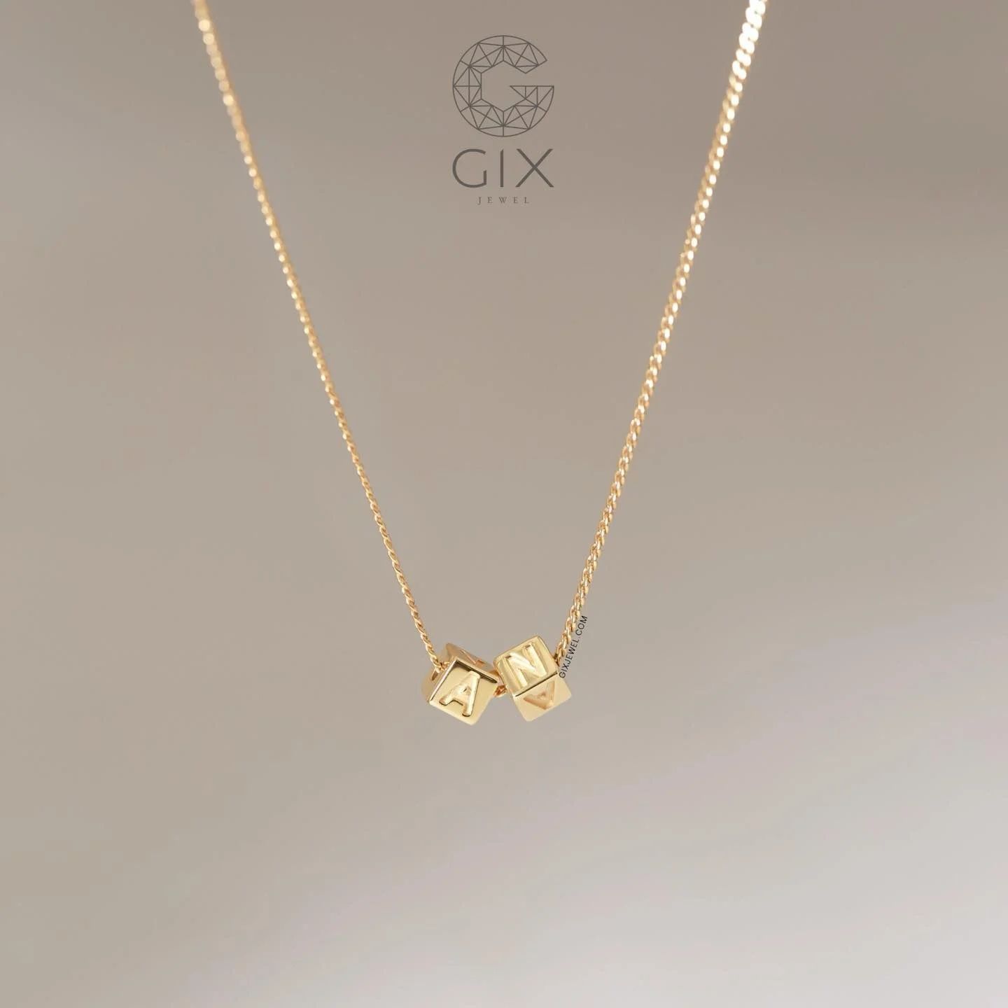  [CÓ SẴN] Dây chuyền khoen lật vàng 14k 2 mặt rubik | Gix Jewel 