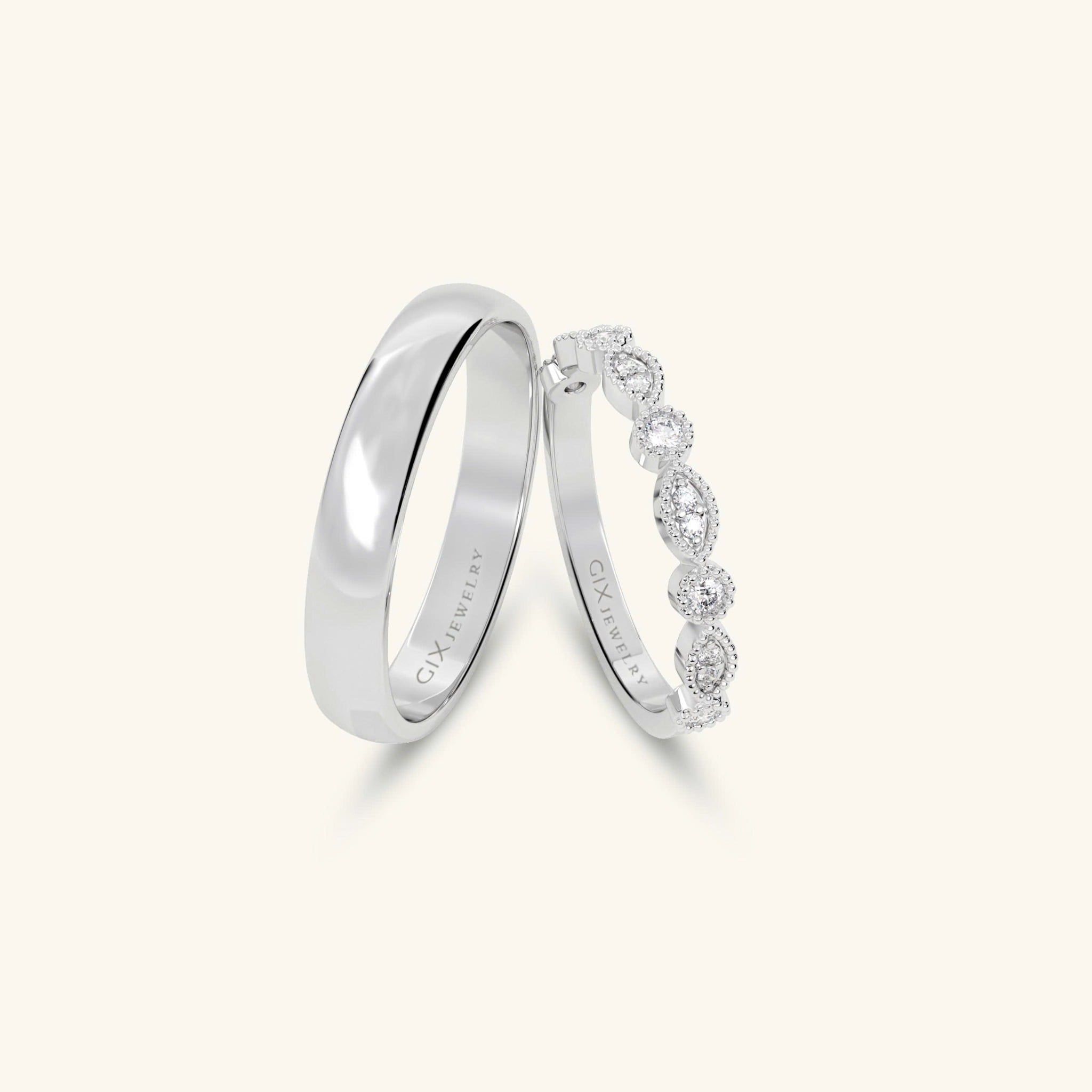 Nhẫn cưới cặp bạc thiết kế riêng - GCR25050187 | Gix Jewel 