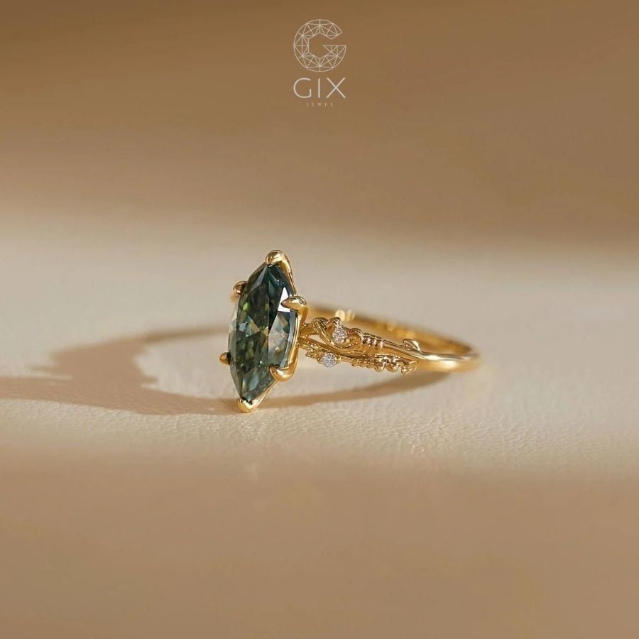  Nhẫn nữ vàng đính đá marquise xanh - GNN25050181 | Gix Jewel 