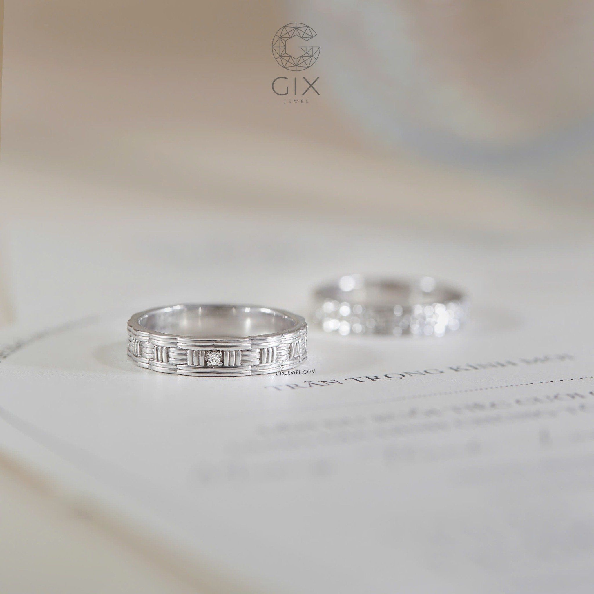  Nhẫn đôi đẹp bản to đính đá CZ cao cấp Gix - GCR25050110 