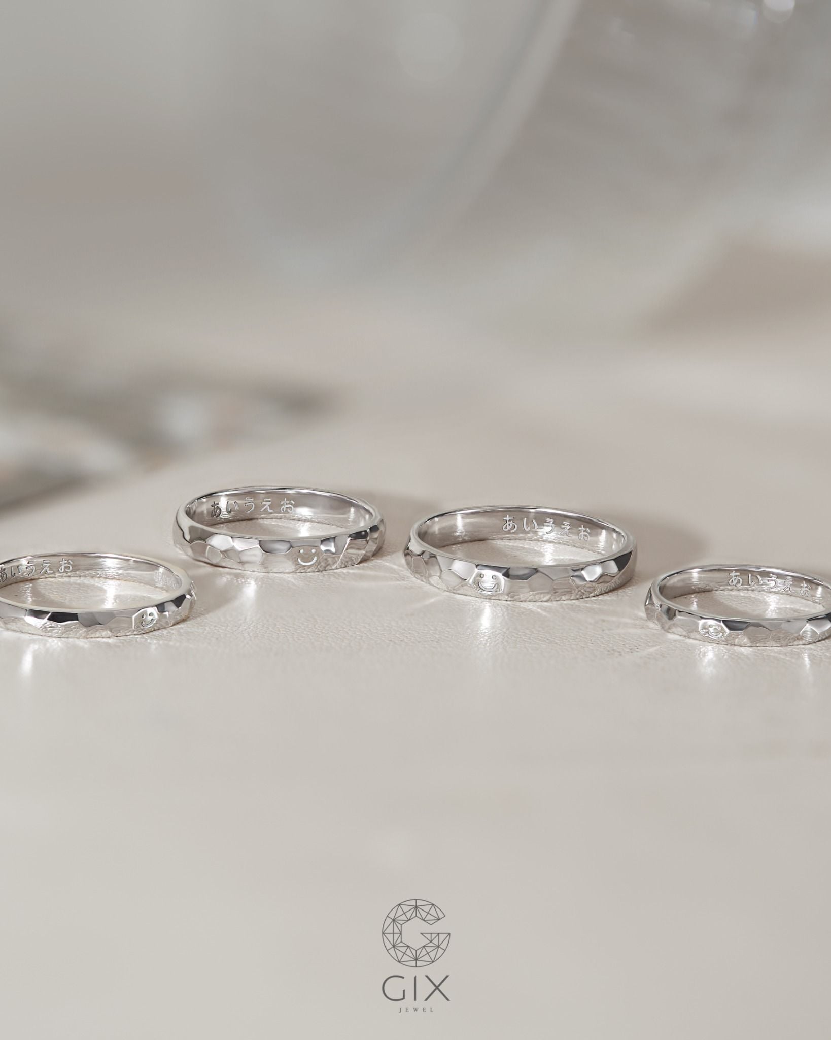  Nhẫn cưới đẹp vàng 18k tròn trơn đơn giản sang trọng khắc chữ Gix Jewel 