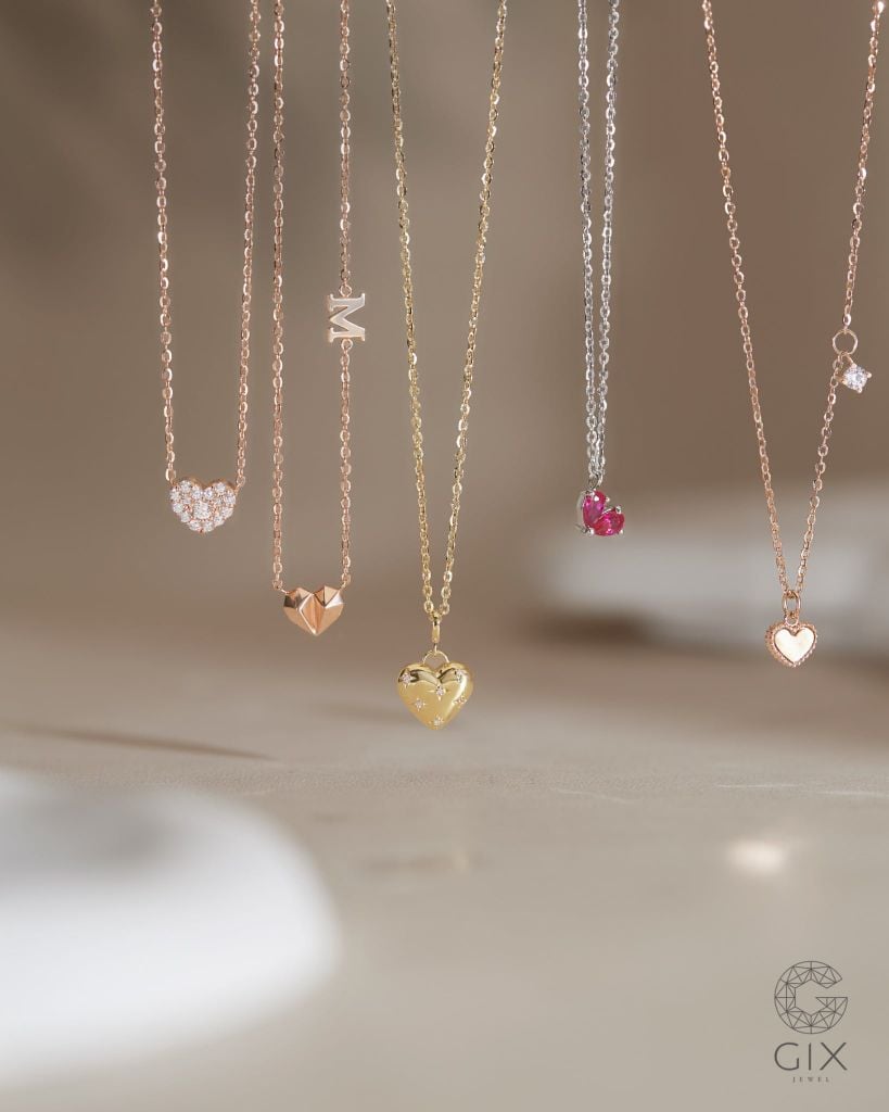  Dây chuyền vàng tây hình trái tim đính kim cương đẹp | Gix Jewel 