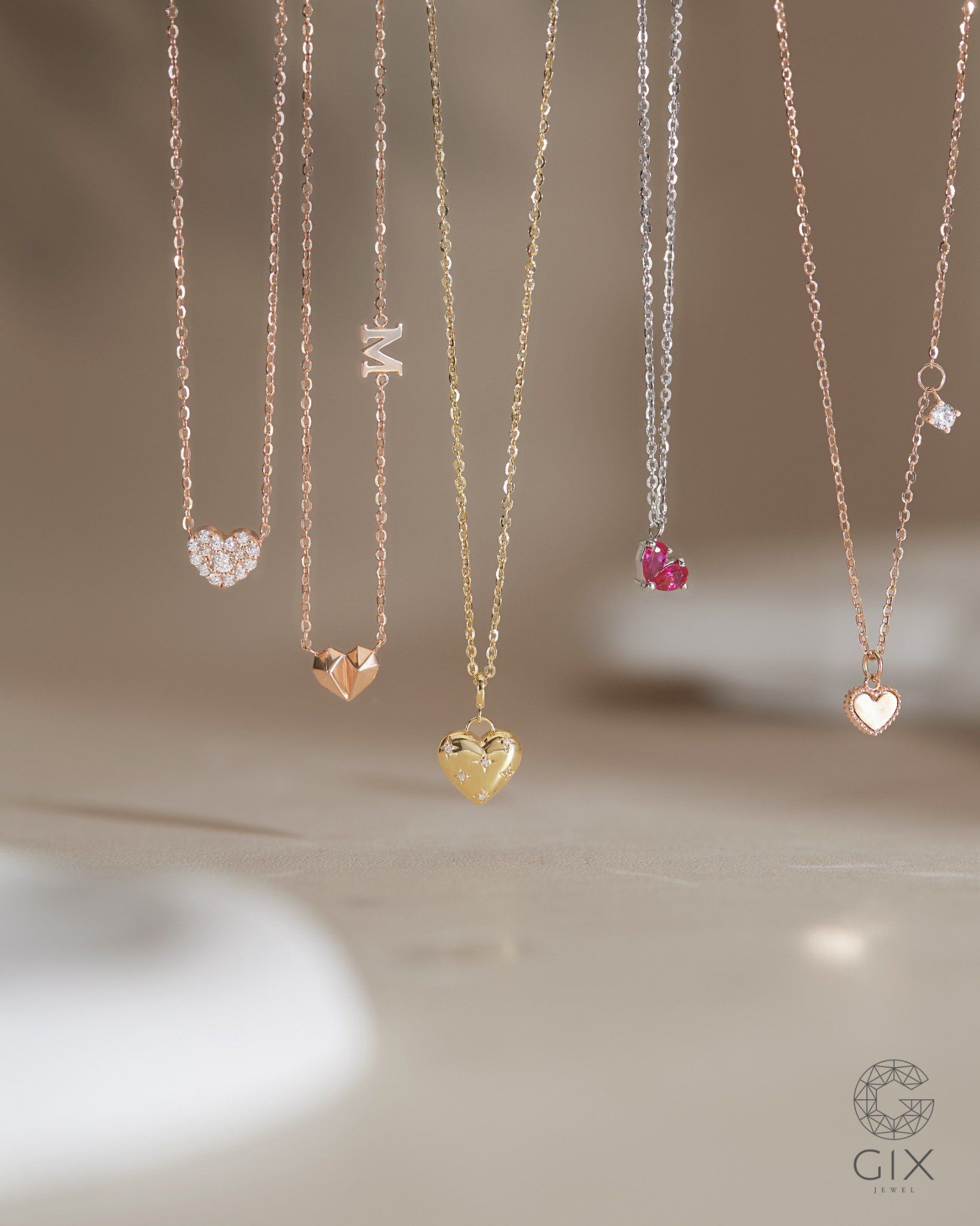  Dây chuyền vàng tây hình trái tim đính kim cương đẹp | Gix Jewel 